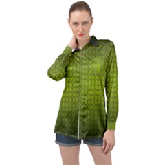 Hexagon Background Circle Long Sleeve Satin Shirt