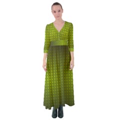 Hexagon Background Circle Button Up Maxi Dress