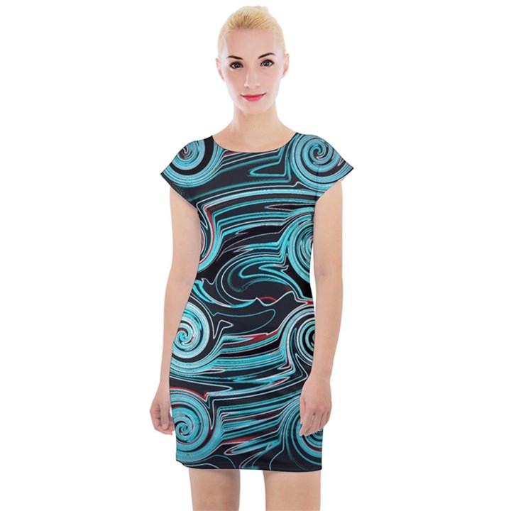 Background Neon Abstract Cap Sleeve Bodycon Dress