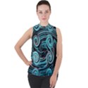 Background Neon Abstract Mock Neck Chiffon Sleeveless Top View1