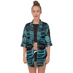 Background Neon Abstract Open Front Chiffon Kimono by HermanTelo