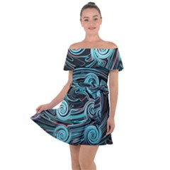 Background Neon Abstract Off Shoulder Velour Dress by HermanTelo