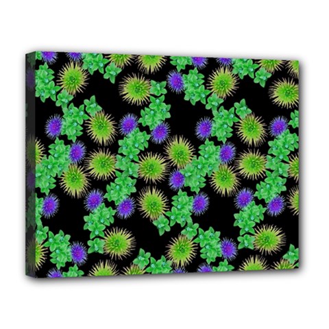 Flowers Pattern Background Canvas 14  X 11  (stretched)