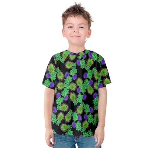 Flowers Pattern Background Kids  Cotton Tee by HermanTelo