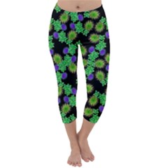 Flowers Pattern Background Capri Winter Leggings 