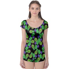 Flowers Pattern Background Boyleg Leotard 