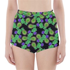 Flowers Pattern Background High-waisted Bikini Bottoms