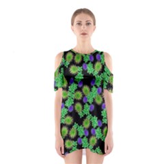 Flowers Pattern Background Shoulder Cutout One Piece Dress