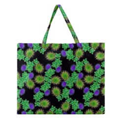 Flowers Pattern Background Zipper Large Tote Bag