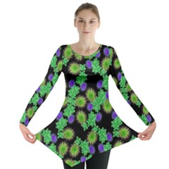 Flowers Pattern Background Long Sleeve Tunic 