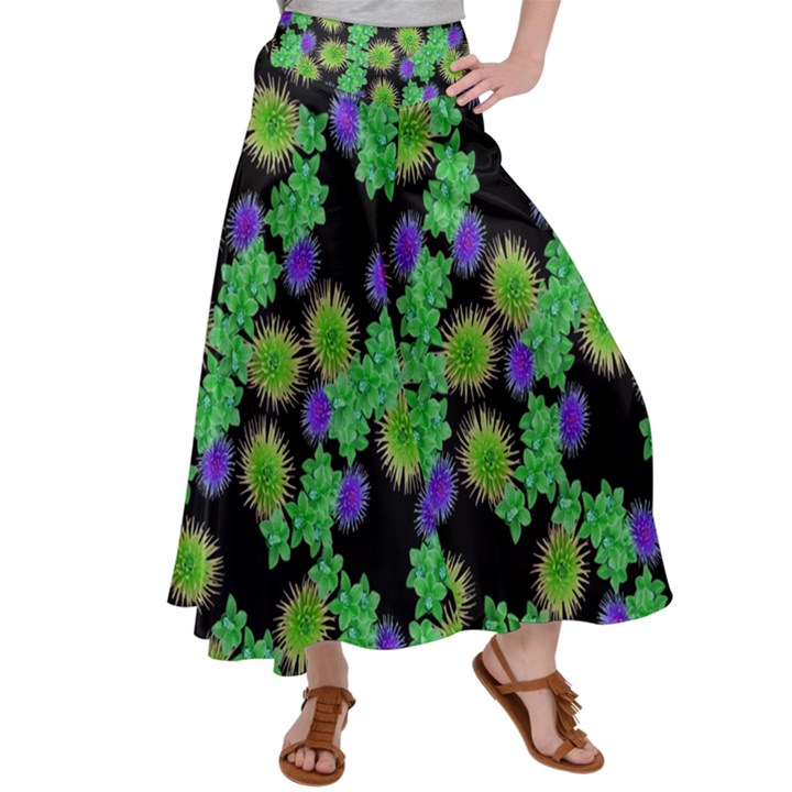 Flowers Pattern Background Satin Palazzo Pants