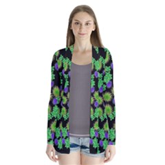 Flowers Pattern Background Drape Collar Cardigan by HermanTelo