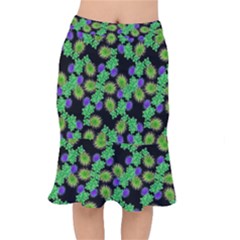 Flowers Pattern Background Short Mermaid Skirt