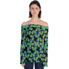 Flowers Pattern Background Off Shoulder Long Sleeve Top by HermanTelo