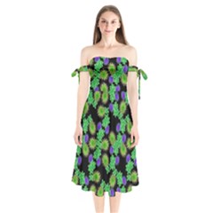 Flowers Pattern Background Shoulder Tie Bardot Midi Dress by HermanTelo