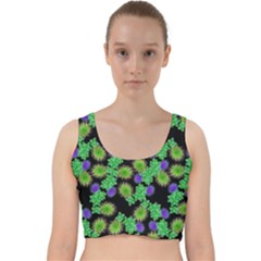 Flowers Pattern Background Velvet Racer Back Crop Top