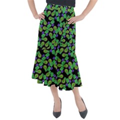 Flowers Pattern Background Midi Mermaid Skirt by HermanTelo