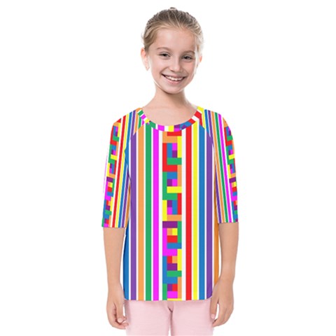 Rainbow Geometric Spectrum Kids  Quarter Sleeve Raglan Tee by Mariart