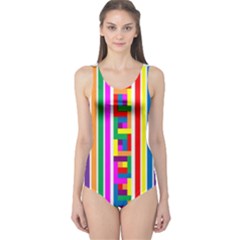 Rainbow Geometric Spectrum One Piece Swimsuit by Mariart