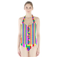 Rainbow Geometric Spectrum Halter Swimsuit by Mariart