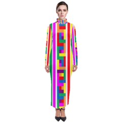 Rainbow Geometric Spectrum Turtleneck Maxi Dress by Mariart