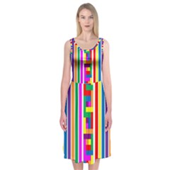 Rainbow Geometric Spectrum Midi Sleeveless Dress by Mariart