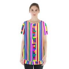 Rainbow Geometric Spectrum Skirt Hem Sports Top