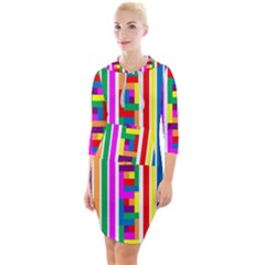 Rainbow Geometric Spectrum Quarter Sleeve Hood Bodycon Dress by Mariart