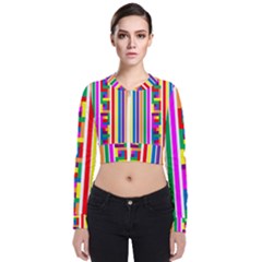 Rainbow Geometric Spectrum Long Sleeve Zip Up Bomber Jacket