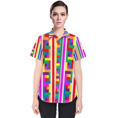 Rainbow Geometric Spectrum Women s Short Sleeve Shirt