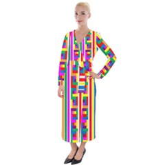 Rainbow Geometric Spectrum Velvet Maxi Wrap Dress by Mariart