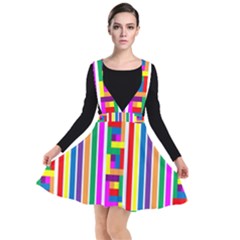 Rainbow Geometric Spectrum Plunge Pinafore Dress