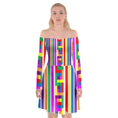 Rainbow Geometric Spectrum Off Shoulder Skater Dress by Mariart