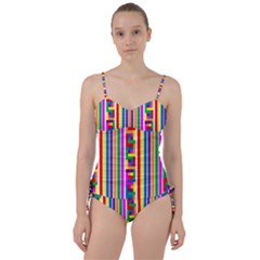 Rainbow Geometric Spectrum Sweetheart Tankini Set