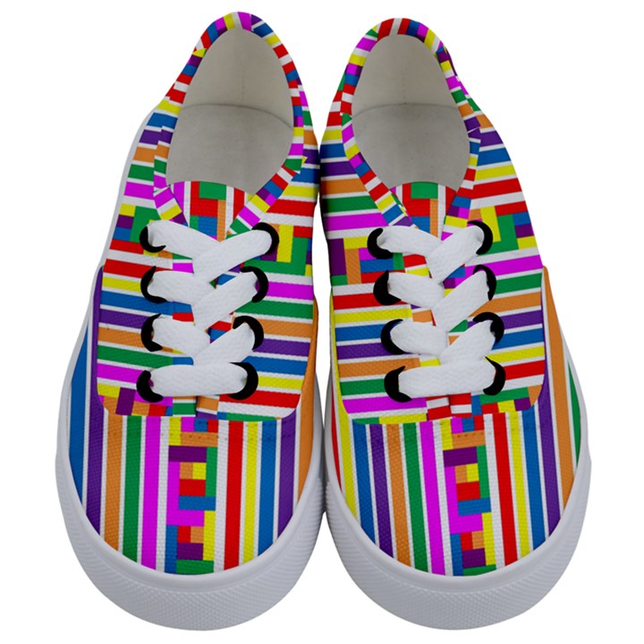 Rainbow Geometric Spectrum Kids  Classic Low Top Sneakers