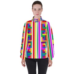 Rainbow Geometric Spectrum Women s High Neck Windbreaker