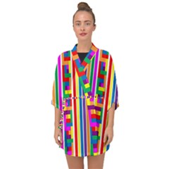 Rainbow Geometric Spectrum Half Sleeve Chiffon Kimono by Mariart