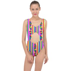 Rainbow Geometric Spectrum Center Cut Out Swimsuit by Mariart