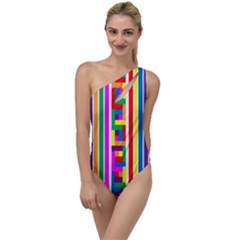 Rainbow Geometric Spectrum To One Side Swimsuit by Mariart