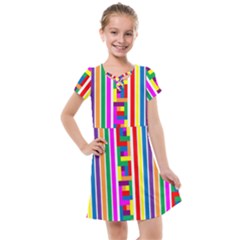 Rainbow Geometric Spectrum Kids  Cross Web Dress