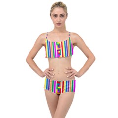 Rainbow Geometric Spectrum Layered Top Bikini Set