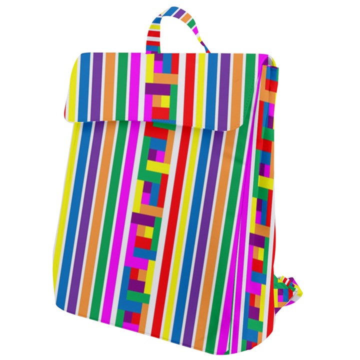 Rainbow Geometric Spectrum Flap Top Backpack