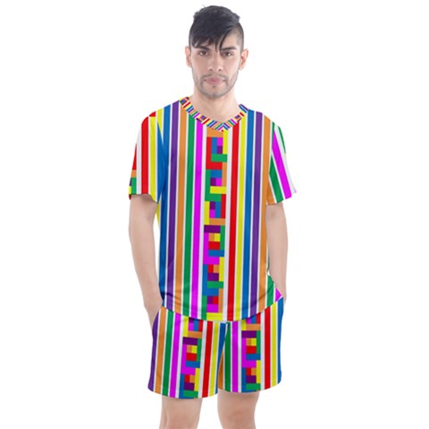 Rainbow Geometric Spectrum Men s Mesh Tee And Shorts Set by Mariart