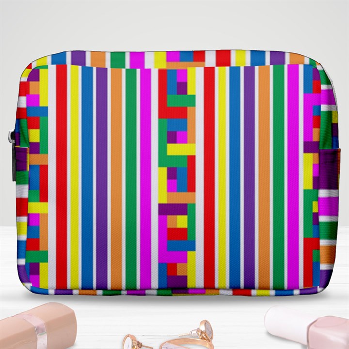 Rainbow Geometric Spectrum Make Up Pouch (Large)