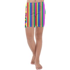 Rainbow Geometric Spectrum Kids  Lightweight Velour Capri Yoga Leggings