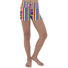 Rainbow Geometric Spectrum Kids  Lightweight Velour Yoga Shorts