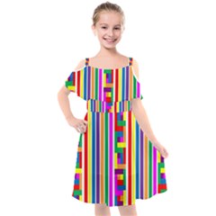 Rainbow Geometric Spectrum Kids  Cut Out Shoulders Chiffon Dress by Mariart