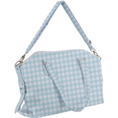 Blue Gingham Canvas Crossbody Bag