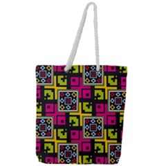 Squares Pattern                              Full Print Rope Handle Tote (large) by LalyLauraFLM