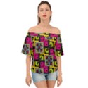 Squares pattern                                 Off Shoulder Short Sleeve Top View1